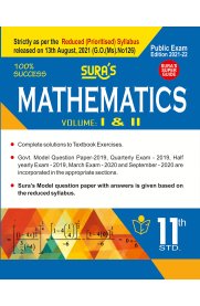 11th Sura Mathematics [Vol-I&II] Guide [Based On the Reduced 2021 Syllabus]