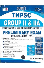 SURA`S TNPSC Group II and IIA Preliminary Exam CCSE-II (Graduate Level) General Studies Aptitude and Mental Ability Book [2024]