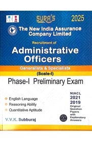 Sura The New India Assurance Company Limited Administrative Officers Scale - I [Phase - I] Preliminary Exam Book[2025]